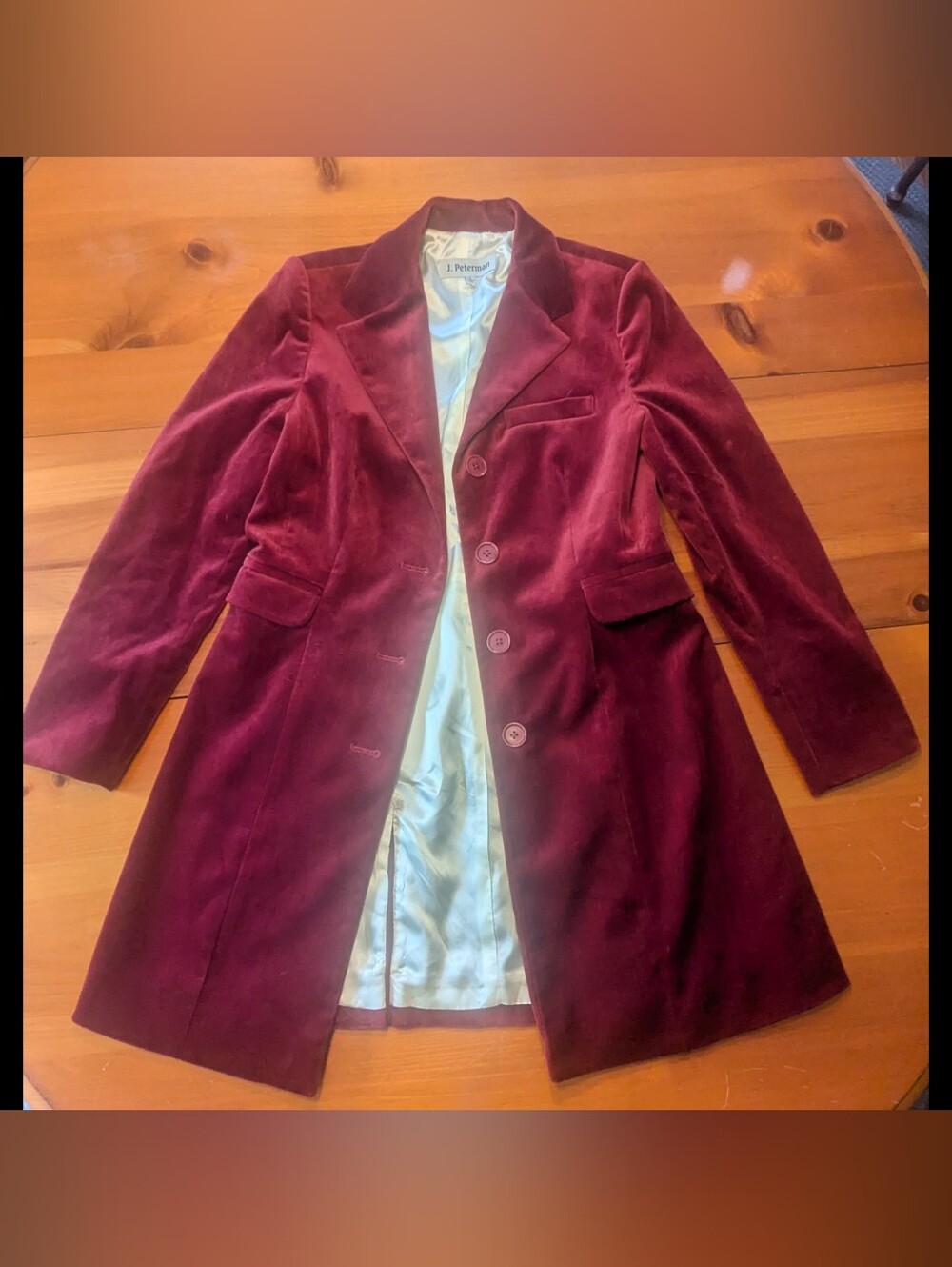 J Peterman Vintage Edwardian Velvet Burgandy Jacket 8